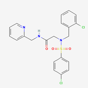 molecular formula C21H19Cl2N3O3S B3671182 N~2~-(2-chlorobenzyl)-N~2~-[(4-chlorophenyl)sulfonyl]-N~1~-(2-pyridinylmethyl)glycinamide 