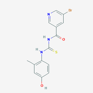 molecular formula C14H12BrN3O2S B3671197 5-bromo-N-{[(4-hydroxy-2-methylphenyl)amino]carbonothioyl}nicotinamide 