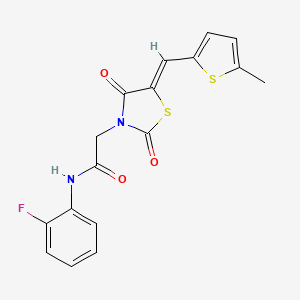 molecular formula C17H13FN2O3S2 B3671263 N-(2-fluorophenyl)-2-{(5Z)-5-[(5-methylthiophen-2-yl)methylidene]-2,4-dioxo-1,3-thiazolidin-3-yl}acetamide 