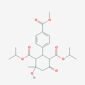 molecular formula C23H30O8 B367130 Diisopropyl 4-hydroxy-2-[4-(methoxycarbonyl)phenyl]-4-methyl-6-oxo-1,3-cyclohexanedicarboxylate CAS No. 1005160-93-9