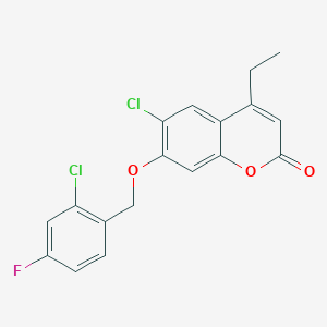 molecular formula C18H13Cl2FO3 B3671336 6-chloro-7-[(2-chloro-4-fluorobenzyl)oxy]-4-ethyl-2H-chromen-2-one 