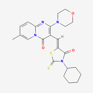 molecular formula C23H26N4O3S2 B3671347 3-[(3-cyclohexyl-4-oxo-2-thioxo-1,3-thiazolidin-5-ylidene)methyl]-7-methyl-2-(4-morpholinyl)-4H-pyrido[1,2-a]pyrimidin-4-one 