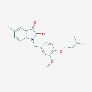 molecular formula C22H25NO4 B367144 1-(4-(异戊氧基)-3-甲氧基苄基)-5-甲基吲哚-2,3-二酮 CAS No. 620931-75-1