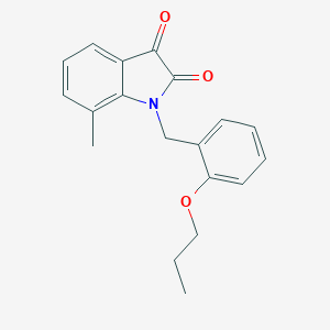 molecular formula C19H19NO3 B367148 7-methyl-1-(2-propoxybenzyl)-1H-indole-2,3-dione CAS No. 620931-94-4