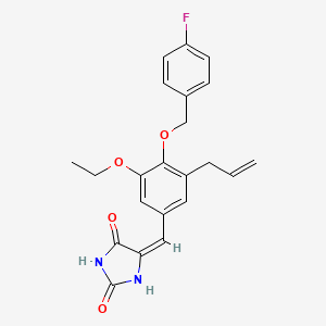 (5E)-5-({3-Ethoxy-4-[(4-fluorophenyl)methoxy]-5-(prop-2-EN-1-YL)phenyl}methylidene)imidazolidine-2,4-dione