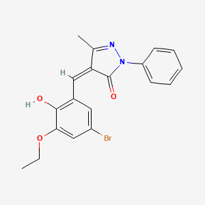 molecular formula C19H17BrN2O3 B3671561 4-(5-bromo-3-ethoxy-2-hydroxybenzylidene)-5-methyl-2-phenyl-2,4-dihydro-3H-pyrazol-3-one 