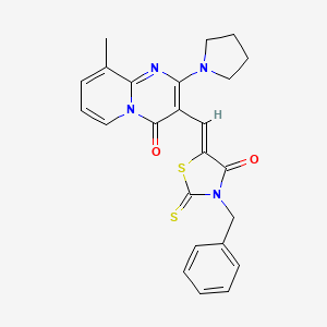 molecular formula C24H22N4O2S2 B3671601 3-[(3-benzyl-4-oxo-2-thioxo-1,3-thiazolidin-5-ylidene)methyl]-9-methyl-2-(1-pyrrolidinyl)-4H-pyrido[1,2-a]pyrimidin-4-one 