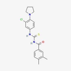 N-({[3-chloro-4-(1-pyrrolidinyl)phenyl]amino}carbonothioyl)-3,4-dimethylbenzamide