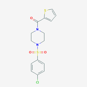 molecular formula C15H15ClN2O3S2 B367183 (4-((4-Chlorophenyl)sulfonyl)piperazin-1-yl)(thiophen-2-yl)methanone CAS No. 333756-64-2