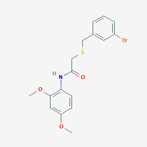 molecular formula C17H18BrNO3S B3671853 2-[(3-bromobenzyl)thio]-N-(2,4-dimethoxyphenyl)acetamide 