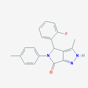 4-(2-fluorophenyl)-3-methyl-5-(4-methylphenyl)-4,5-dihydropyrrolo[3,4-c]pyrazol-6(1H)-one