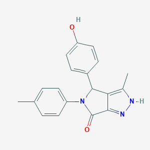 molecular formula C19H17N3O2 B367187 4-(4-hydroxyphenyl)-3-methyl-5-(4-methylphenyl)-4,5-dihydropyrrolo[3,4-c]pyrazol-6(1H)-one CAS No. 843628-83-1
