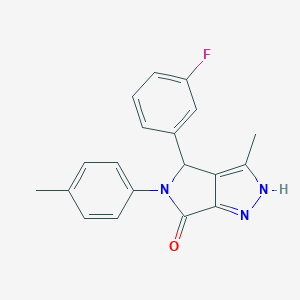 molecular formula C19H16FN3O B367188 4-(3-fluorophenyl)-3-methyl-5-(4-methylphenyl)-4,5-dihydropyrrolo[3,4-c]pyrazol-6(1H)-one CAS No. 843630-58-0