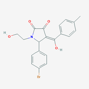 molecular formula C20H18BrNO4 B367193 5-(4-bromophenyl)-3-hydroxy-1-(2-hydroxyethyl)-4-(4-methylbenzoyl)-1,5-dihydro-2H-pyrrol-2-one CAS No. 425413-23-6
