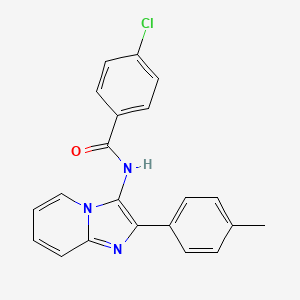 molecular formula C21H16ClN3O B3671947 4-chloro-N-[2-(4-methylphenyl)imidazo[1,2-a]pyridin-3-yl]benzamide 