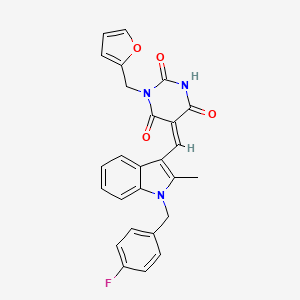 5-{[1-(4-fluorobenzyl)-2-methyl-1H-indol-3-yl]methylene}-1-(2-furylmethyl)-2,4,6(1H,3H,5H)-pyrimidinetrione