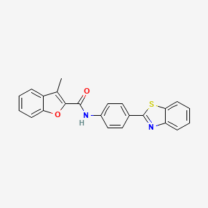 molecular formula C23H16N2O2S B3672023 N-[4-(1,3-benzothiazol-2-yl)phenyl]-3-methyl-1-benzofuran-2-carboxamide 