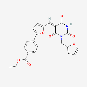 molecular formula C23H18N2O7 B3672031 ethyl 4-(5-{[1-(2-furylmethyl)-2,4,6-trioxotetrahydro-5(2H)-pyrimidinylidene]methyl}-2-furyl)benzoate 