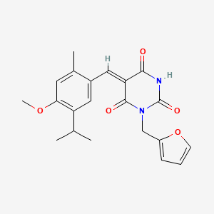 molecular formula C21H22N2O5 B3672045 1-(2-furylmethyl)-5-(5-isopropyl-4-methoxy-2-methylbenzylidene)-2,4,6(1H,3H,5H)-pyrimidinetrione 