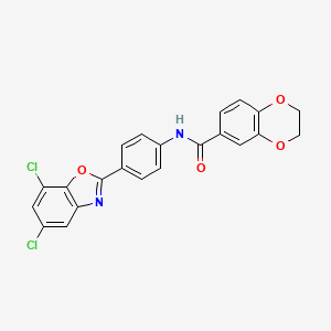 N-[4-(5,7-dichloro-1,3-benzoxazol-2-yl)phenyl]-2,3-dihydro-1,4-benzodioxine-6-carboxamide