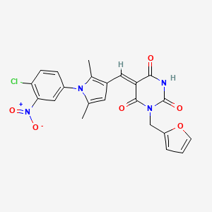 molecular formula C22H17ClN4O6 B3672097 5-{[1-(4-chloro-3-nitrophenyl)-2,5-dimethyl-1H-pyrrol-3-yl]methylene}-1-(2-furylmethyl)-2,4,6(1H,3H,5H)-pyrimidinetrione 