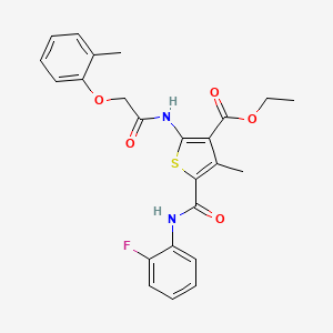 molecular formula C24H23FN2O5S B3672105 ethyl 5-{[(2-fluorophenyl)amino]carbonyl}-4-methyl-2-{[(2-methylphenoxy)acetyl]amino}-3-thiophenecarboxylate 