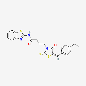 molecular formula C23H21N3O2S3 B3672125 N-1,3-benzothiazol-2-yl-4-[5-(4-ethylbenzylidene)-4-oxo-2-thioxo-1,3-thiazolidin-3-yl]butanamide 