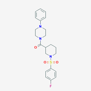 molecular formula C22H26FN3O3S B367213 1-({1-[(4-Fluorophenyl)sulfonyl]-3-piperidinyl}carbonyl)-4-phenylpiperazine CAS No. 524060-45-5