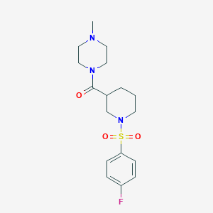 molecular formula C17H24FN3O3S B367218 1-({1-[(4-Fluorophenyl)sulfonyl]-3-piperidinyl}carbonyl)-4-methylpiperazine CAS No. 524060-40-0