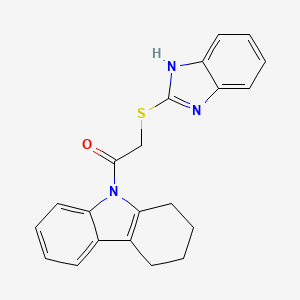 molecular formula C21H19N3OS B3672201 9-[(1H-benzimidazol-2-ylthio)acetyl]-2,3,4,9-tetrahydro-1H-carbazole 