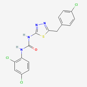 molecular formula C16H11Cl3N4OS B3672225 N-[5-(4-chlorobenzyl)-1,3,4-thiadiazol-2-yl]-N'-(2,4-dichlorophenyl)urea 