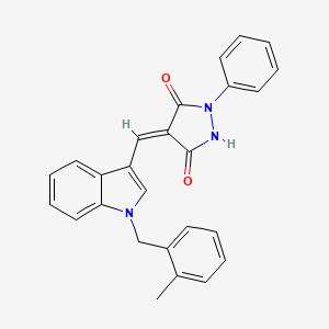 (4E)-4-[[1-[(2-methylphenyl)methyl]indol-3-yl]methylidene]-1-phenylpyrazolidine-3,5-dione