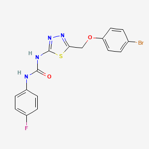 molecular formula C16H12BrFN4O2S B3672368 1-{5-[(4-Bromophenoxy)methyl]-1,3,4-thiadiazol-2-yl}-3-(4-fluorophenyl)urea 