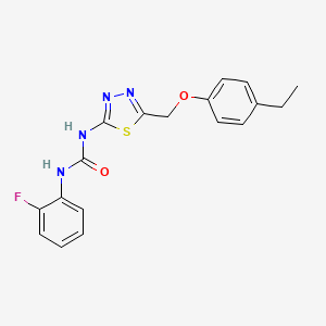 molecular formula C18H17FN4O2S B3672378 N-{5-[(4-ethylphenoxy)methyl]-1,3,4-thiadiazol-2-yl}-N'-(2-fluorophenyl)urea 