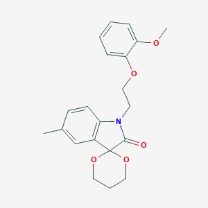 molecular formula C21H23NO5 B367240 1'-[2-(2-Methoxyphenoxy)ethyl]-5'-methylspiro[1,3-dioxane-2,3'-indole]-2'-one CAS No. 876890-66-3