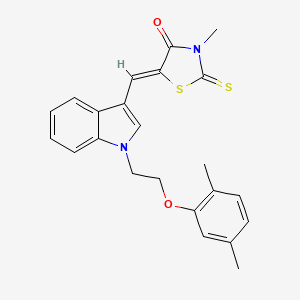 molecular formula C23H22N2O2S2 B3672408 5-({1-[2-(2,5-dimethylphenoxy)ethyl]-1H-indol-3-yl}methylene)-3-methyl-2-thioxo-1,3-thiazolidin-4-one 