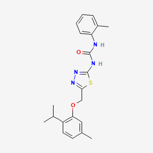 molecular formula C21H24N4O2S B3672448 N-{5-[(2-isopropyl-5-methylphenoxy)methyl]-1,3,4-thiadiazol-2-yl}-N'-(2-methylphenyl)urea 