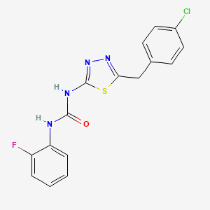 molecular formula C16H12ClFN4OS B3672486 N-[5-(4-chlorobenzyl)-1,3,4-thiadiazol-2-yl]-N'-(2-fluorophenyl)urea 