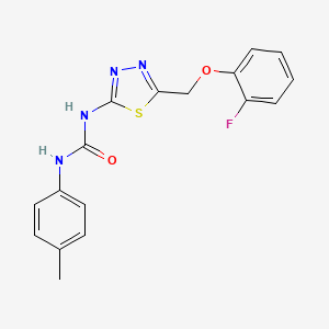 molecular formula C17H15FN4O2S B3672537 N-{5-[(2-fluorophenoxy)methyl]-1,3,4-thiadiazol-2-yl}-N'-(4-methylphenyl)urea 