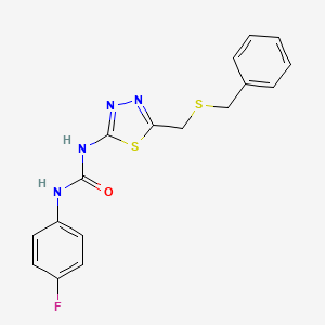 molecular formula C17H15FN4OS2 B3672541 N-{5-[(benzylthio)methyl]-1,3,4-thiadiazol-2-yl}-N'-(4-fluorophenyl)urea 