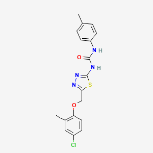 molecular formula C18H17ClN4O2S B3672628 N-{5-[(4-chloro-2-methylphenoxy)methyl]-1,3,4-thiadiazol-2-yl}-N'-(4-methylphenyl)urea 