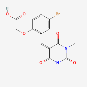 {4-bromo-2-[(1,3-dimethyl-2,4,6-trioxotetrahydro-5(2H)-pyrimidinylidene)methyl]phenoxy}acetic acid