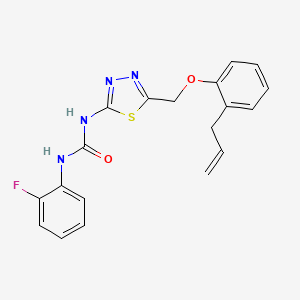 molecular formula C19H17FN4O2S B3672704 N-{5-[(2-allylphenoxy)methyl]-1,3,4-thiadiazol-2-yl}-N'-(2-fluorophenyl)urea 