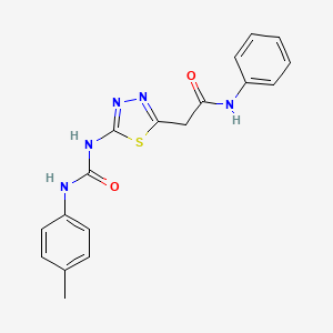 molecular formula C18H17N5O2S B3672730 2-[5-({[(4-methylphenyl)amino]carbonyl}amino)-1,3,4-thiadiazol-2-yl]-N-phenylacetamide 