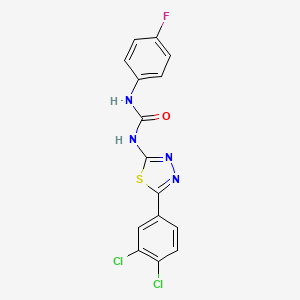 molecular formula C15H9Cl2FN4OS B3672739 N-[5-(3,4-dichlorophenyl)-1,3,4-thiadiazol-2-yl]-N'-(4-fluorophenyl)urea 