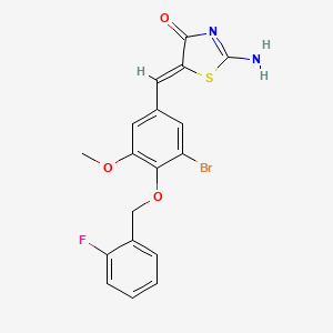 molecular formula C18H14BrFN2O3S B3672830 5-{3-bromo-4-[(2-fluorobenzyl)oxy]-5-methoxybenzylidene}-2-imino-1,3-thiazolidin-4-one 