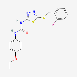 molecular formula C18H17FN4O2S2 B3672904 N-(4-ethoxyphenyl)-N'-{5-[(2-fluorobenzyl)thio]-1,3,4-thiadiazol-2-yl}urea 