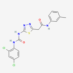 molecular formula C18H15Cl2N5O2S B3672914 2-[5-({[(2,4-dichlorophenyl)amino]carbonyl}amino)-1,3,4-thiadiazol-2-yl]-N-(3-methylphenyl)acetamide 