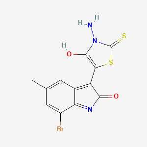 3-(3-amino-4-oxo-2-thioxo-1,3-thiazolidin-5-ylidene)-7-bromo-5-methyl-1,3-dihydro-2H-indol-2-one