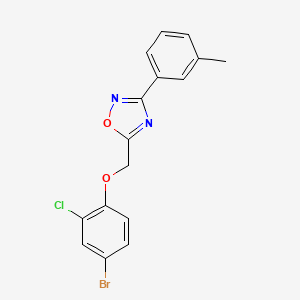 molecular formula C16H12BrClN2O2 B3673035 5-[(4-bromo-2-chlorophenoxy)methyl]-3-(3-methylphenyl)-1,2,4-oxadiazole 